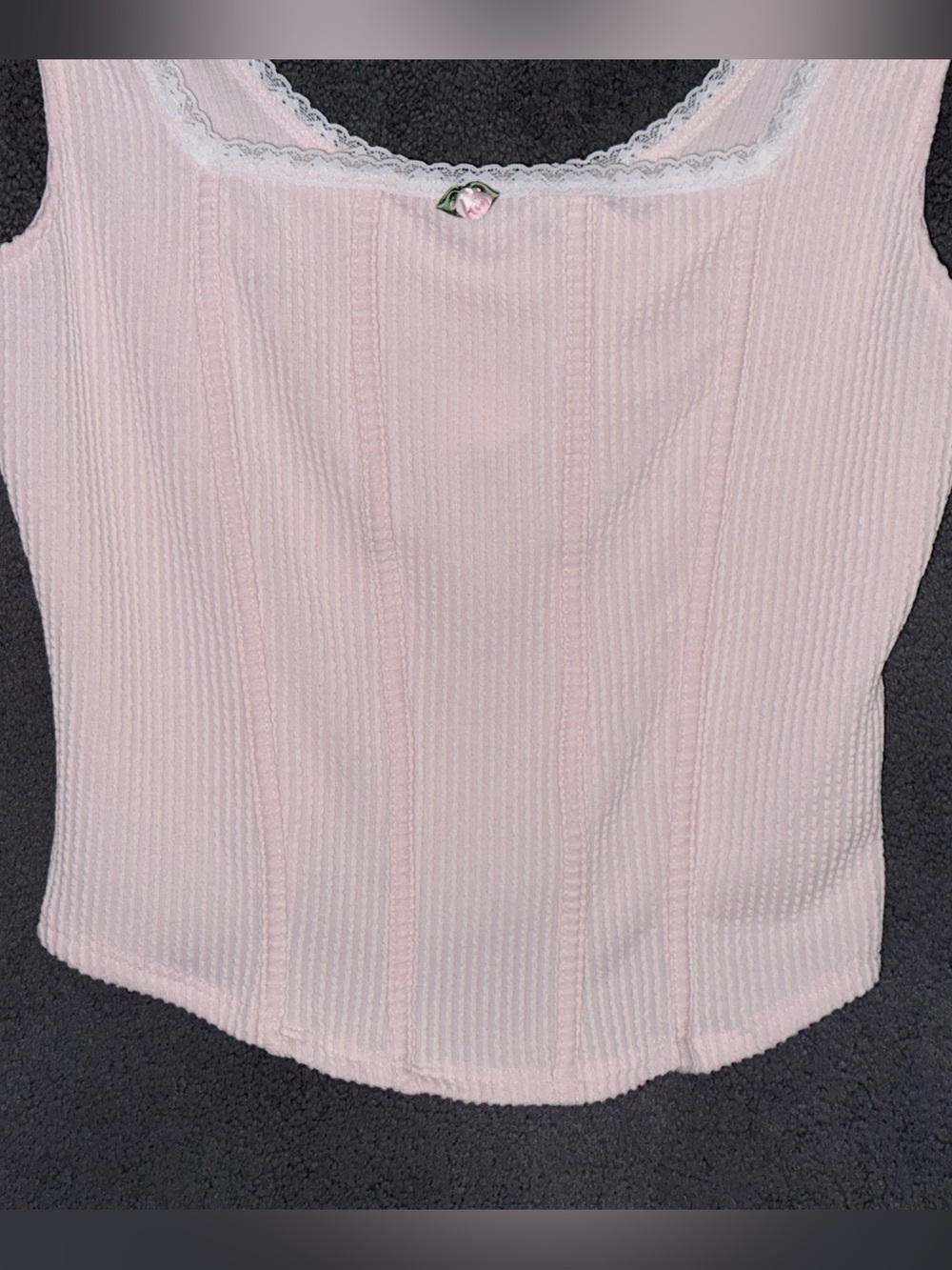 Persaya Light Pink Ribbed Lace-Trim Camisole Size Large (Juniors) - Picture 4 of 10